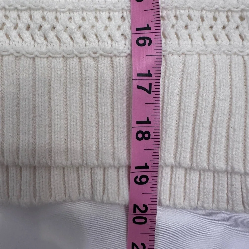 Aeropostale Cream Crochet Knit Sweater XS Cropped Pullover Long Sleeve Women - Picture 7 of 10